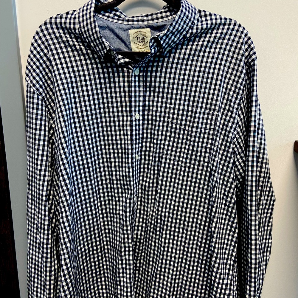 True Craft XXL Plaid Black and White Dress Shirt